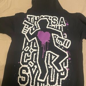 Stylish Black Hoodie with Purple Graphic